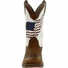 Durango Lady Rebel by Women's Distressed Flag Embroidery Western Boot, BAY BROWN/WHITE, M, Size 6.5 DRD0394